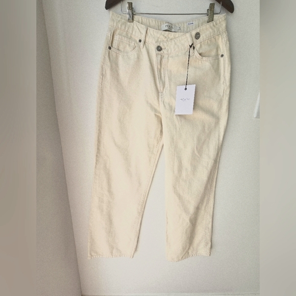 HIDDEN LOGAN Los Angeles Cream Jeans Denim Off White Wide Leg Size 29 - Picture 2 of 6